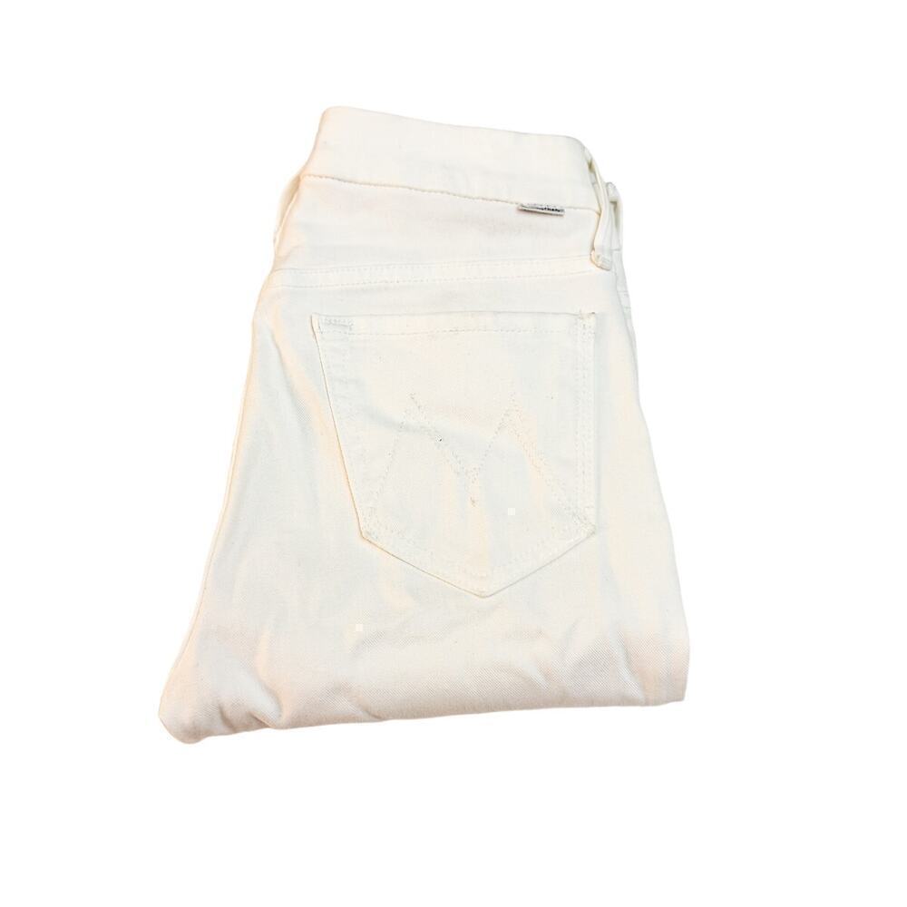 Mother Looker Ankle Fray Glass Slipper White Denim Jeans Size 25